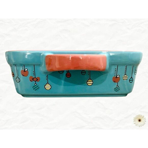 Holiday "Hello Kitty" Rectangular Snowman Baker Size 12" x 8.5" Teal Blue New! - Picture 3 of 6